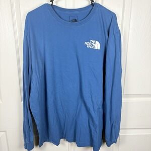 The North Face Men's Graphic Logo Long Sleeve T-Shirt Blue Cotton Size XXL